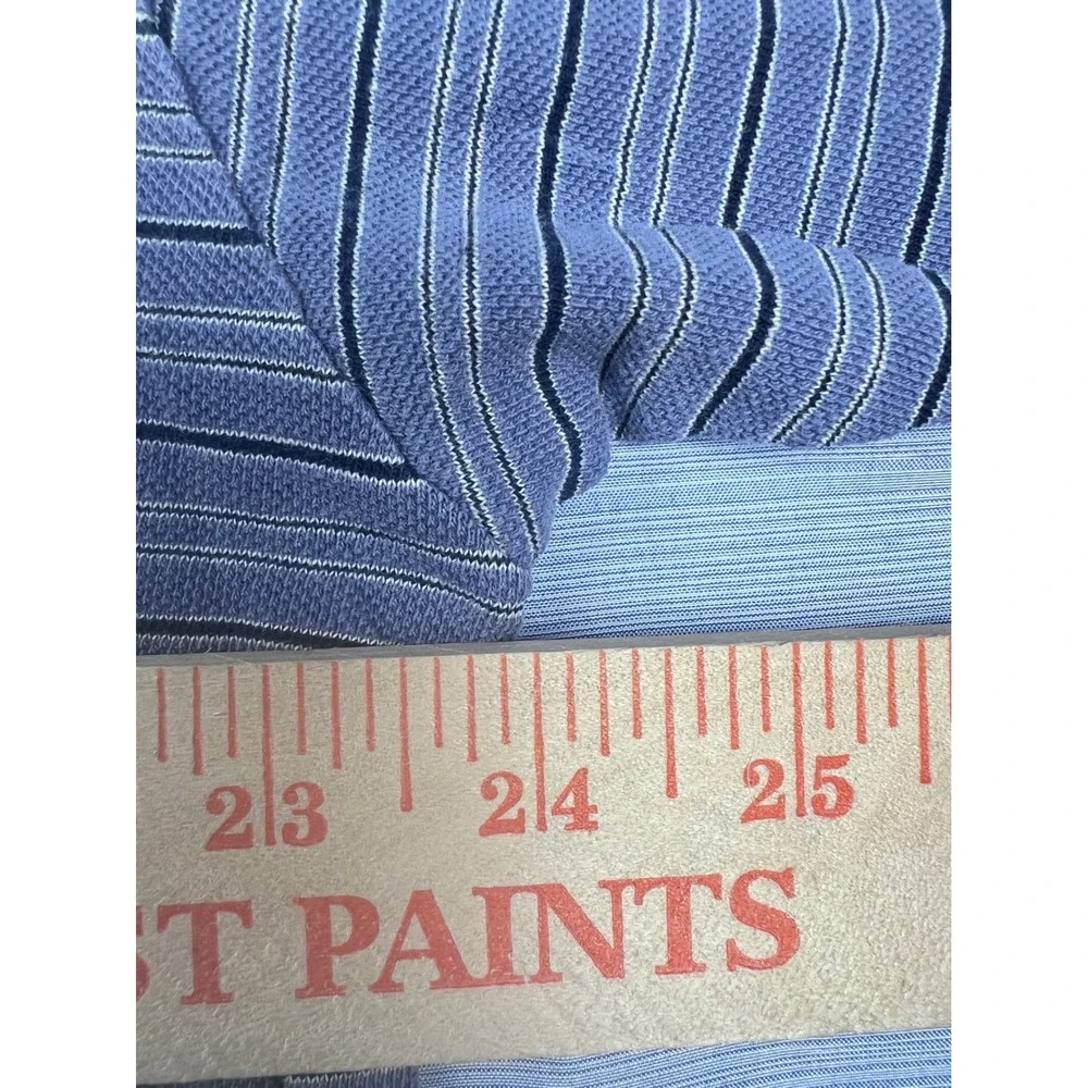 Polo Ralph Lauren Mens Large Blue‎ Grey Striped Short Sleeve Pique Polo Shirt